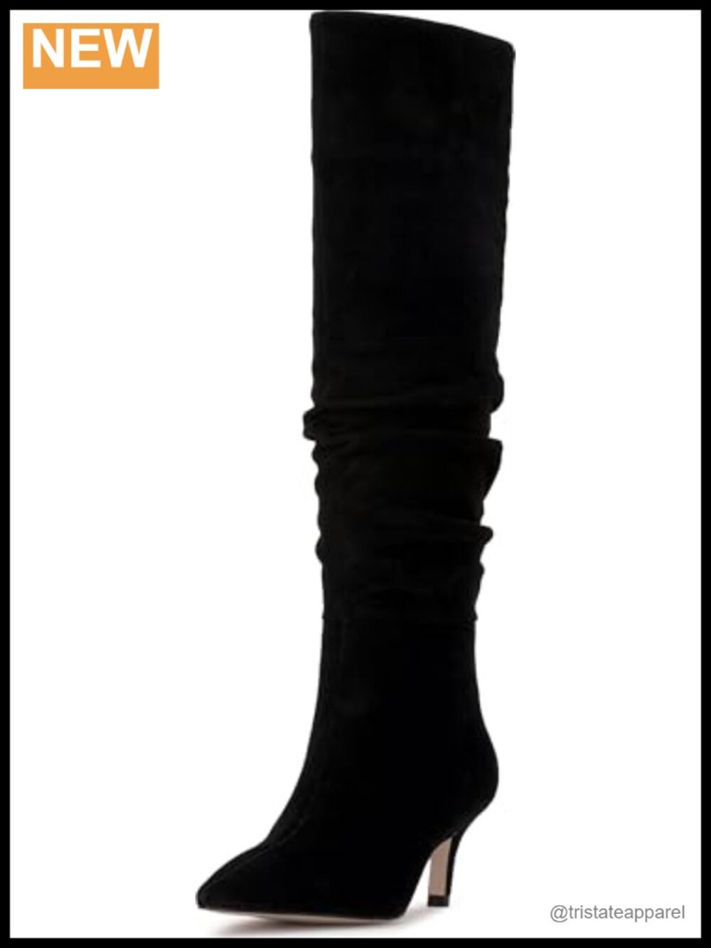 Suede Mid-Calf Boots Kitten Heel Pointed Toe Pull-On